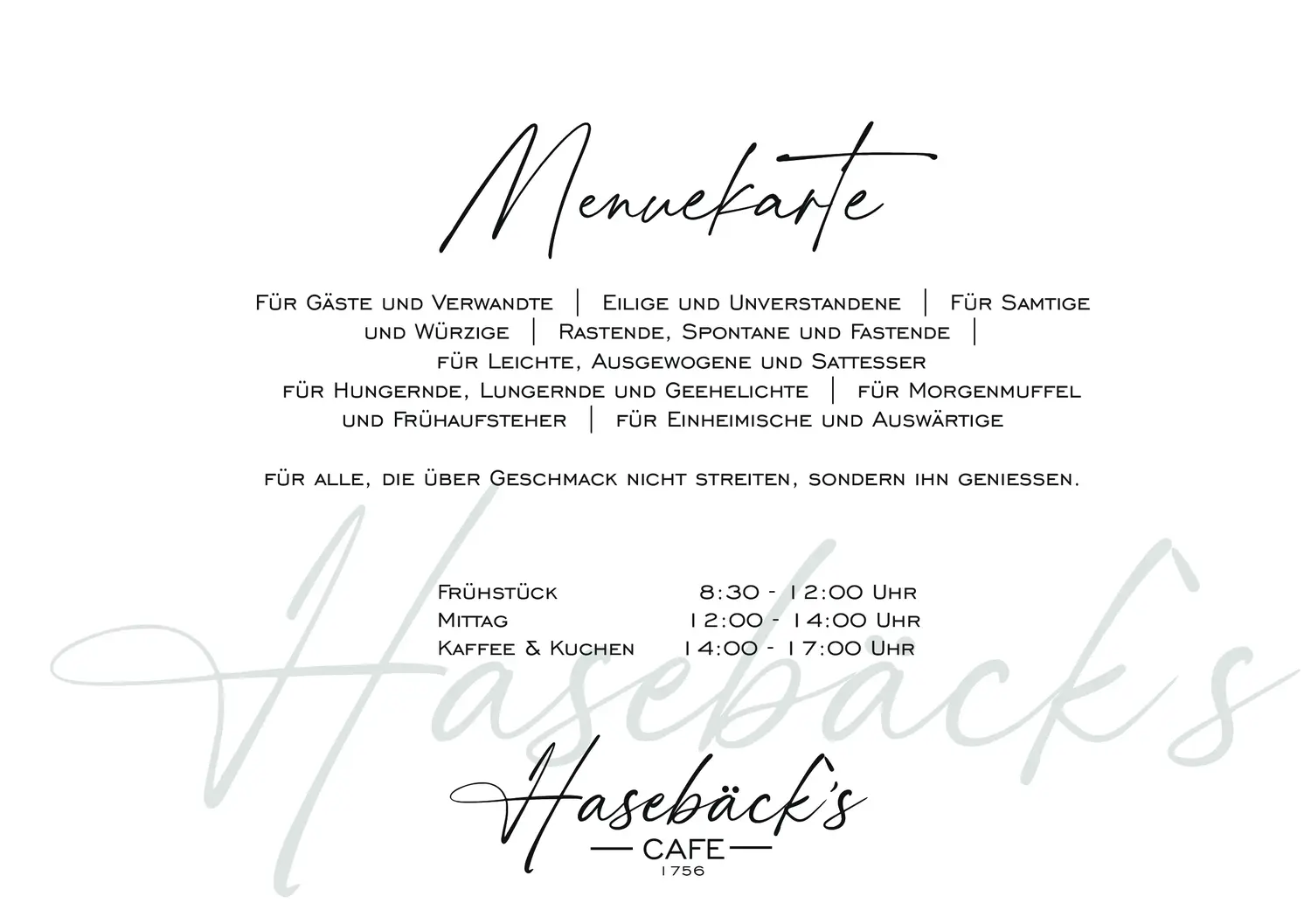 Hasebäck - Frühstücks Menü
