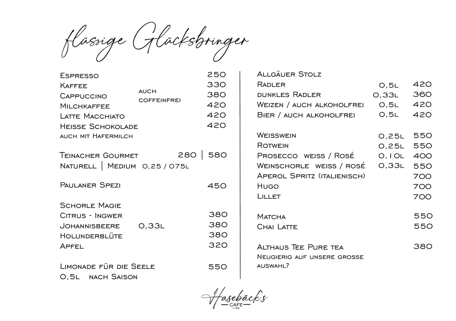 Hasebäck - Frühstücks Menü