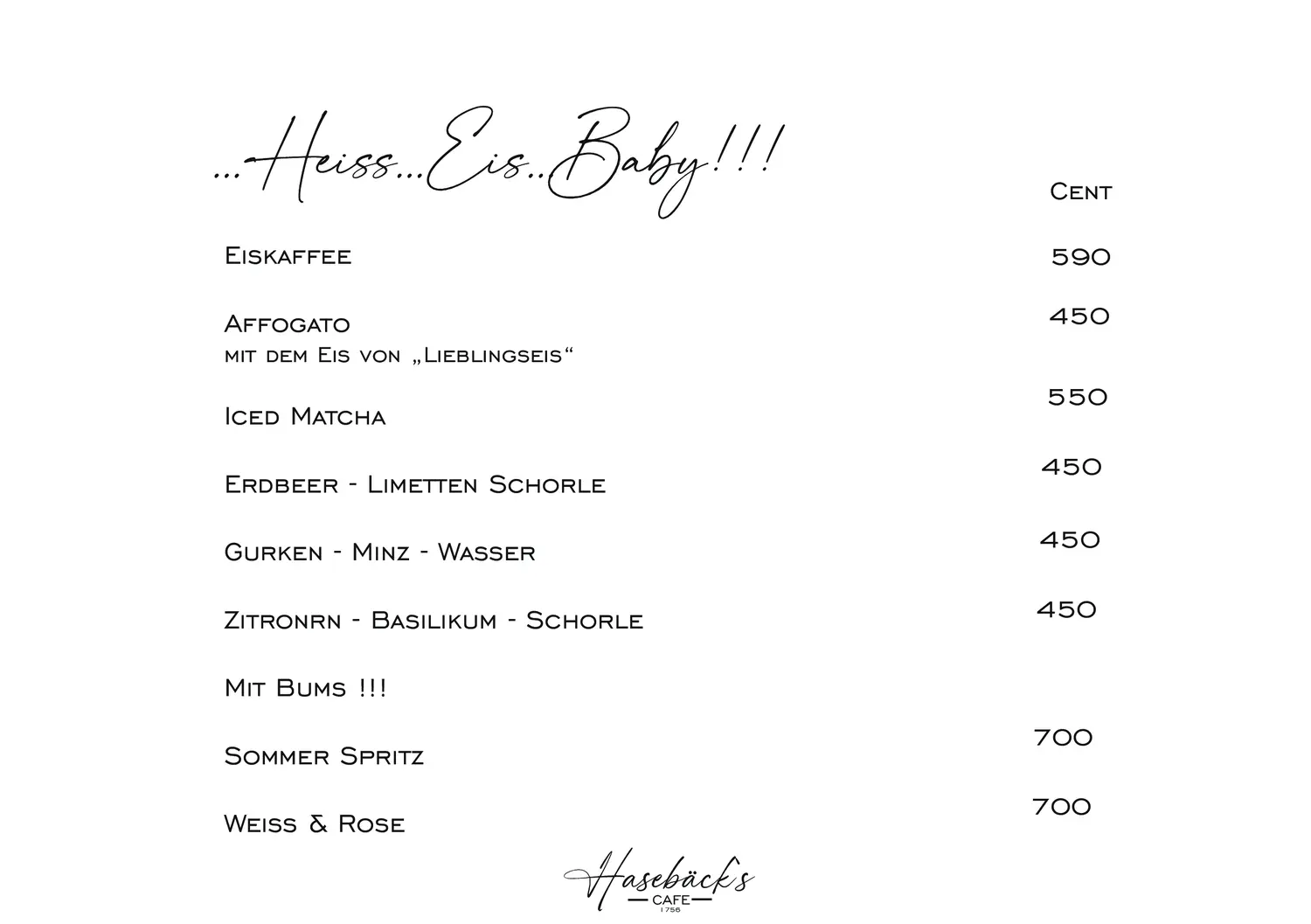 Hasebäck - Frühstücks Menü